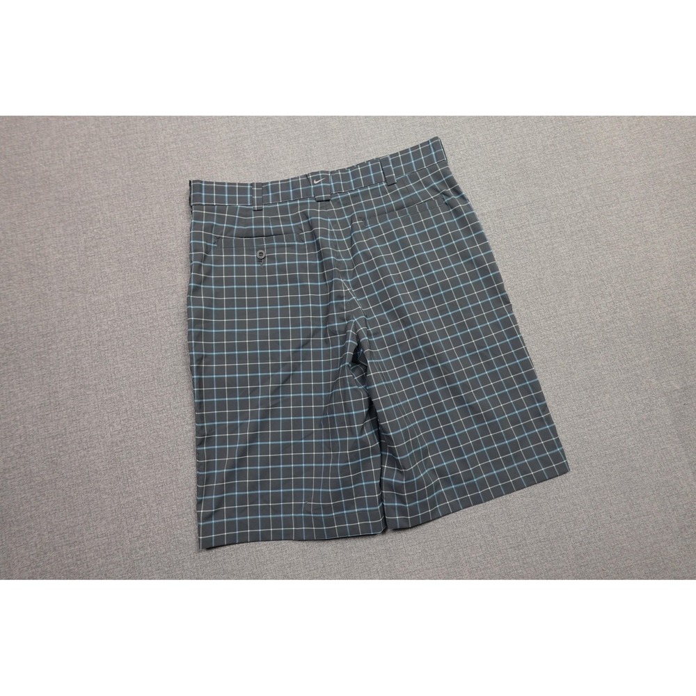 Nike Golf Shorts Mens 34 Gray Plaid Microfiber Performance Chino Stretch NWT